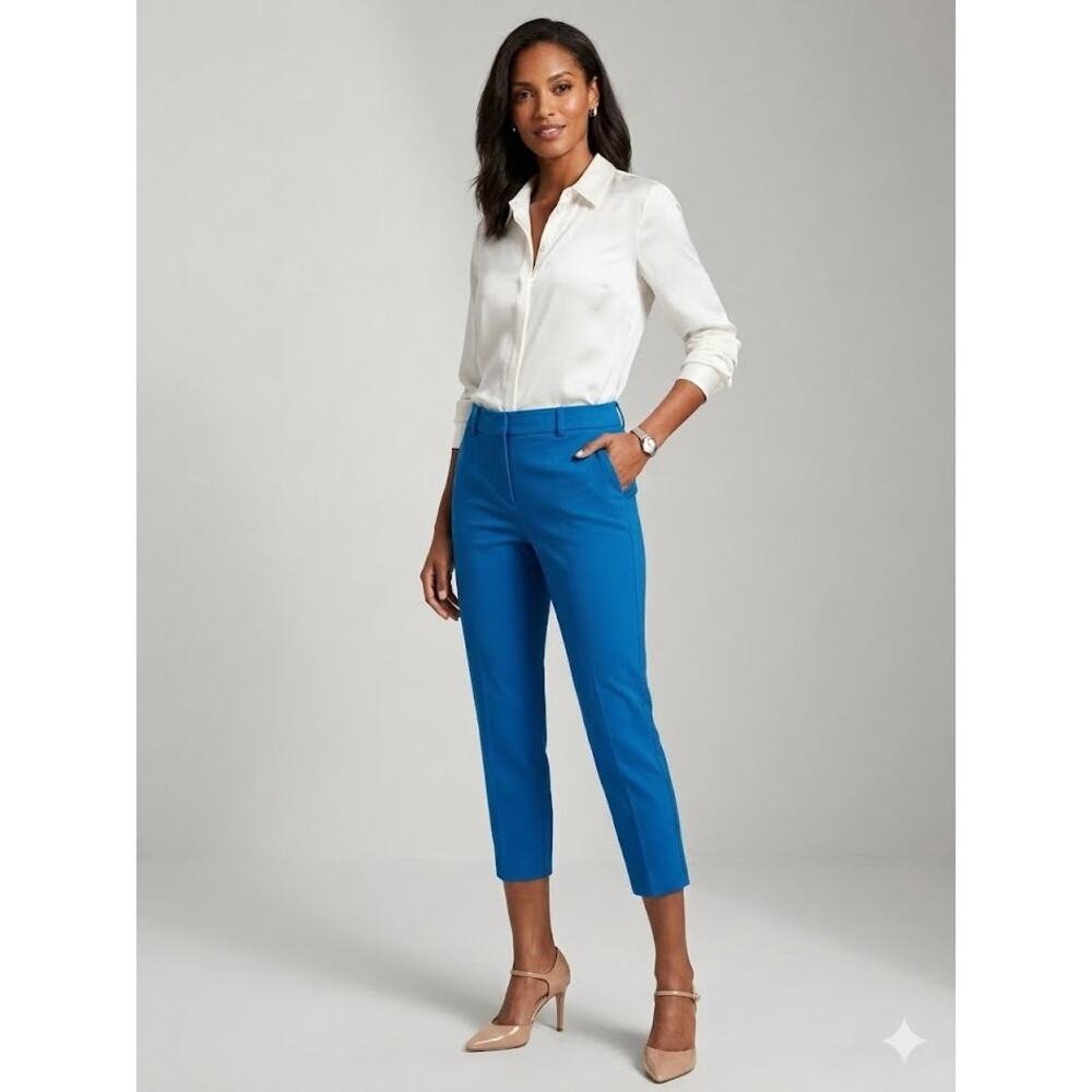 Banana Republic Sloan-Fit Capri Pants Sz 6 Cobalt Blue Career Stretch Trousers
